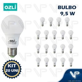 LÂMPADA LED BULBO 9,5W 3000K(BRANCO QUENTE)E27 BIVOLT KIT20