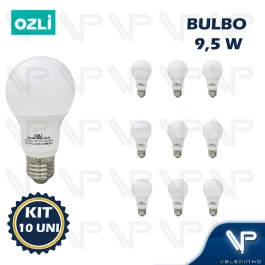 LÂMPADA LED BULBO 9,5W 6500K(BRANCO FRIO)E27 BIVOLT KIT10