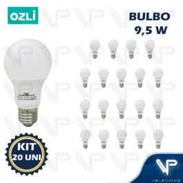 LÂMPADA LED BULBO 9,5W 6500K(BRANCO FRIO)E27 BIVOLT KIT20