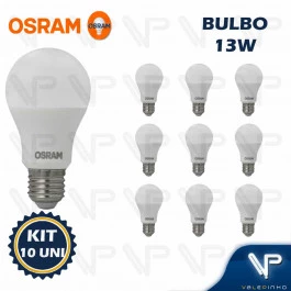 LÂMPADA LED BULBO OSRAM 13W 3000K(BRANCO QUENTE)E27 BIVOLT KIT10