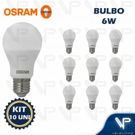 LÂMPADA LED BULBO OSRAM 6W 3000K(BRANCO QUENTE)E27 BIVOLT KIT10
