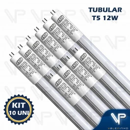 LÂMPADA LED TUBULAR T5 55CM 12W 3200K(BRANCO QUENTE)G5 LEITOSA BIVOLT KIT10