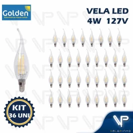 LÂMPADA LED VELA CHAMA 4W 127V 1800K(BRANCO QUENTE)E14 KIT36