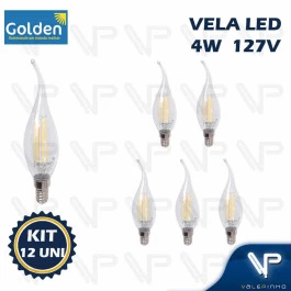 LÂMPADA LED VELA CHAMA 4W 127V 1800K(BRANCO QUENTE)E14 KIT6