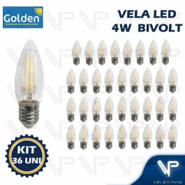 LÂMPADA LED VELA 4W 1800K(BRANCO QUENTE)E27 BIVOLT KIT36