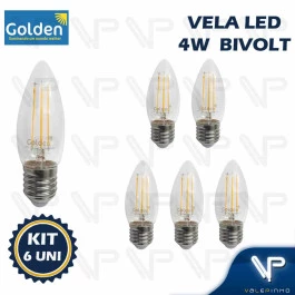 LÂMPADA LED VELA 4W 1800K(BRANCO QUENTE)E27 BIVOLT KIT6