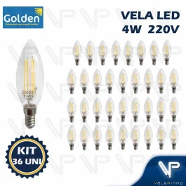 LÂMPADA LED VELA 4W 220V 1800K(BRANCO QUENTE)E14 KIT36