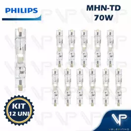 LÂMPADA VAPOR METÁLICO DUPLO CONTATO PHILIPS     70W 4200K(BRANCO NEUTRO)RX7S MHN-TD KIT12