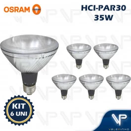 LÂMPADA VAPOR METÁLICO OSRAM HCI-PAR30 35W 10G SP 3000K(BRANCO QUENTE)E27 WDL KIT6