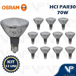 LÂMPADA VAPOR METÁLICO OSRAM HCI-PAR30 70W 40G FL 3000K(BRANCO QUENTE)E27 830 WDL KIT12