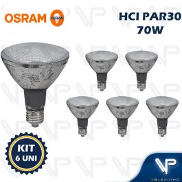 LÂMPADA VAPOR METÁLICO OSRAM HCI-PAR30 70W 40G FL 3000K(BRANCO QUENTE)E27 830 WDL KIT6