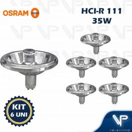 LÂMPADA VAPOR METÁLICO OSRAM HCI-R 111 35W 40G 3000K(BRANCO QUENTE)GX8.5 KIT6