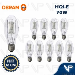 LÂMPADA VAPOR METALICO OVOIDE OSRAM  70W 4200K(BRANCO NEUTRO)E27 TRANSPARENTE HQI-E NDL KIT10
