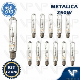 LÂMPADA VAPOR METÁLICO TUBULAR GE   250W 3000K(BRANCO QUENTE)E40 CMH KIT12