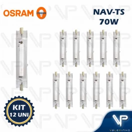 LÂMPADA VAPOR SÓDIO DUPLO CONTATO OSRAM   70W 2000K(BRANCO QUENTE)RX7S NAV/SON-TS SUPER KIT12