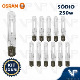 LÂMPADA VAPOR SÓDIO TUBULAR OSRAM   250W 2000K(BRANCO QUENTE)E40 NAV/SON-T KIT12