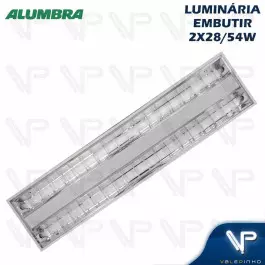 LUMINÁRIA EMBUTIR 120CM ALETADA C/LÂMPADA LED PHILIPS T5 2x13W 4000K(BRANCO NEUTRO)BIVOLT