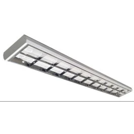 LUMINÁRIA DE SOBREPOR 120X30CM C/ALETA DE ALUMINIO COM LÂMPADA LED T8 2X18W 6500K(BRANCO FRIO)