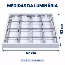 LUMINÁRIA CALHA 62X62 SOBREPOR ALETADA 4X T8 PARA LED G13