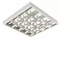 LUMINÁRIA CALHA COMERCIAL SOBREPOR 62X62CM ALETADA COM LÂMPADA T8 36W(BRANCO FRIO)BIVOLT