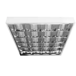 LUMINÁRIA CALHA COMERCIAL SOBREPOR 62X62CM ALETADA COM LÂMPADA T8 36W(BRANCO NEUTRO)BIVOLT