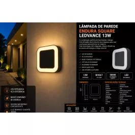 LÂMPADA DE PAREDE ENDURA SQUARE LEDVANCE 13W LED
