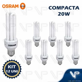 LÂMPADA COMPACTA 3U OSRAM 20W 220V 6500K(BRANCO FRIO)E27 DULUXSTAR KIT12