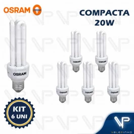 LÂMPADA COMPACTA 3U OSRAM 20W 220V 6500K(BRANCO FRIO)E27 DULUXSTAR KIT6