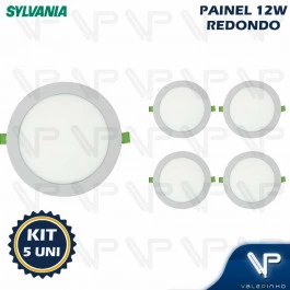 PAINEL PLAFON LED 12W EMBUTIR REDONDO 3000K(BRANCO QUENTE)BIVOLT KIT5