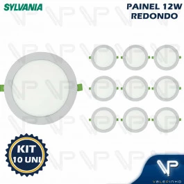 PAINEL PLAFON LED 12W EMBUTIR REDONDO 6500K(BRANCO FRIO)BIVOLT KIT10