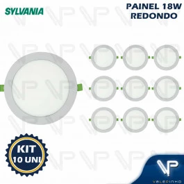 PAINEL PLAFON LED 18W EMBUTIR REDONDO 3000K(BRANCO QUENTE)BIVOLT KIT10