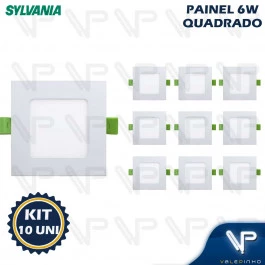PAINEL PLAFON LED 6W EMBUTIR QUADRADO 3000K(BRANCO QUENTE)BIVOLT KIT10