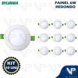 PAINEL PLAFON LED 6W EMBUTIR REDONDO 6500K(BRANCO FRIO)BIVOLT KIT10