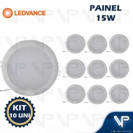 PAINEL PLAFON LED LEDVANCE/RADIUM 15W EMBUTIR REDONDO 6500K(BRANCO FRIO) BIVOLT KIT10