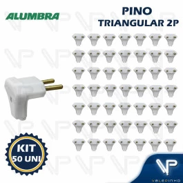 PINO TRIANGULAR MACHO BRANCO 2P 10A KIT50