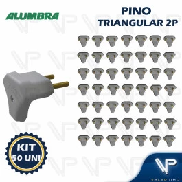 PINO TRIANGULAR MACHO CINZA 2P 10A KIT50