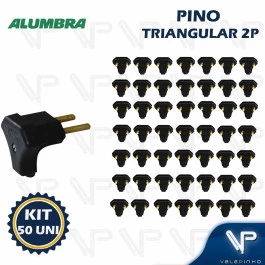PINO TRIANGULAR MACHO PRETO 2P 10A KIT50
