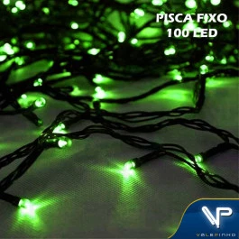 PISCA 100 LÂMPADAS LED BLINDADO VERDE FIXO 220V FIO VERDE 10M