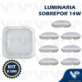 PLAFON ARANDELA HERMETICA LED SMD 14W SOBREPOR QUADRADO 4000K(BRANCO NEUTRO) BIVOLT IP66 KIT8