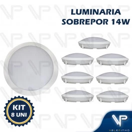 PLAFON ARANDELA HERMETICA LED SMD 14W SOBREPOR REDONDO 4000K(BRANCO NEUTRO) BIVOLT IP66 KIT8