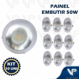 PLAFON SPOT DOWNLIGHT LED COB 50W EMBUTIR REDONDO 4000K(BRANCO NEUTRO) BIVOLT KIT10