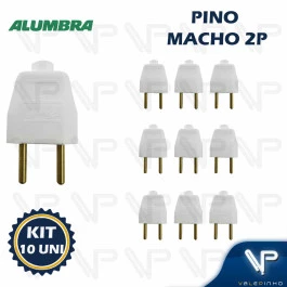 PLUGUE PINO MACHO BRANCO 2P 10A KIT10