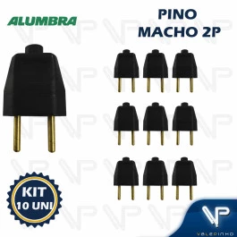 PLUGUE PINO MACHO PRETO 2P 10A KIT10