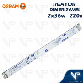 REATOR ELETRÔNICO OSRAM DIMERIZÁVEL P/LÂMPADA FLUORESCENTE 2x32W 36W 220V QTI