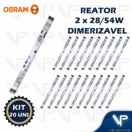 REATOR ELETRÔNICO OSRAM DIMERIZÁVEL P/LÂMPADA FLUORESCENTE 2x28W 50W 54Wx220V QTI KIT20
