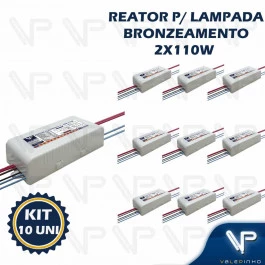 REATOR ELETRÔNICO P/LÂMPADA DE BRONZEAMENTO FLUORESCENTE 2x110W 220V KIT10