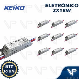 REATOR ELETRÔNICO P/LÂMPADA FLUORESCENTE 2X18W 220V KIT10
