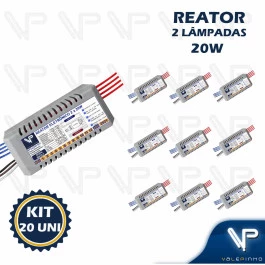 REATOR ELETRÔNICO PARA LÂMPADA FLUORESCENTE 2X20W BIVOLT KIT10