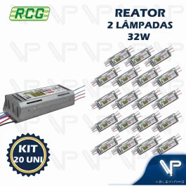 REATOR ELETRÔNICO PARA LÂMPADA FLUORESCENTE 2X32W BIVOLT KIT20
