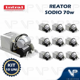 REATOR INTRAL PARA LÂMPADA VAPOR DE SÓDIO 70W 220V(USO INTERNO) 02537 C/CHASSI RESINADO KIT10